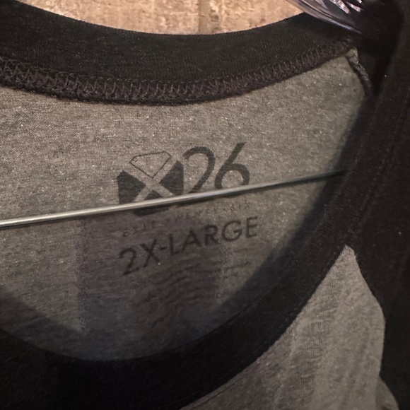 X26 Gray and Black Baseball Style Long Sleeve Tee - Men's 2XL - Picture 2 of 2